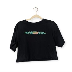 Jupiter Moon Black Karma Short Sleeve Cropped Graphic Tee Size M